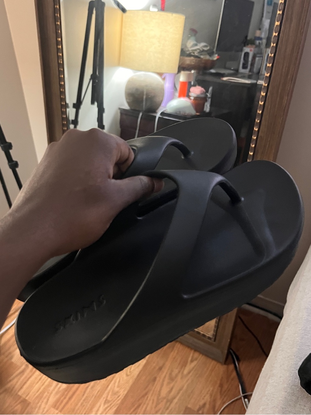 Skims - Black Molded Platform Sandals (EU38)